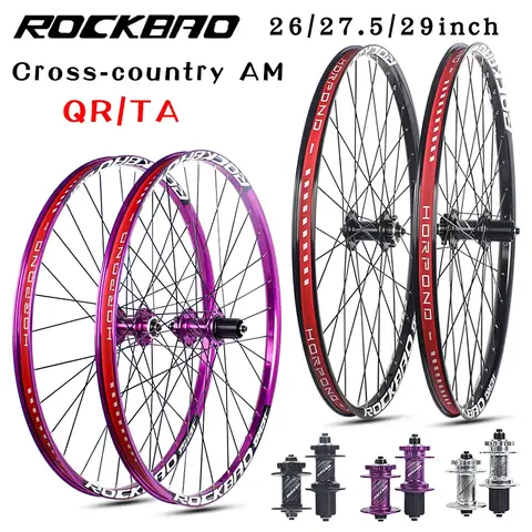 ROCKBAO-Mountain Bike Wheelset 26 27.5 29 Inches Disc Brake Aluminum Alloy 4Bearings 7-12Speed QR Thru Axle MTB Bicycle Wheel