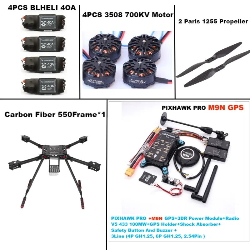 RctoSk 550 Hexa Frame PIXHAWK PRO M9N Flight Control Carbon Ardupilot Radio Telemetry Quadcopter BLHELI 40A 3508 700KVMotor ESC
RctoSk 550 Hexa Frame PIXHAWK PRO M9N Flight Control Carbon Ardupilot Radio Telemetry Quadcopter BLHELI 40A 3508 700KVMotor ESC