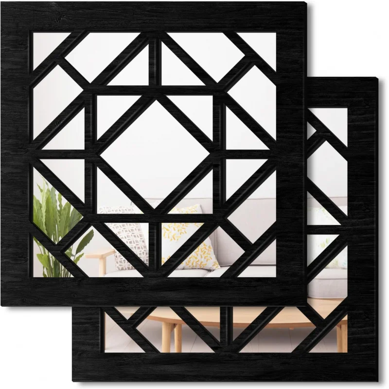 2 PCS Square Wall Mirror,Rustic Farmhouse Wall Mirrors,12 inch Small Mirror Art (style1 Black)
2 PCS Square Wall Mirror,Rustic Farmhouse Wall Mirrors,12 inch Small Mirror Art (style1 Black)