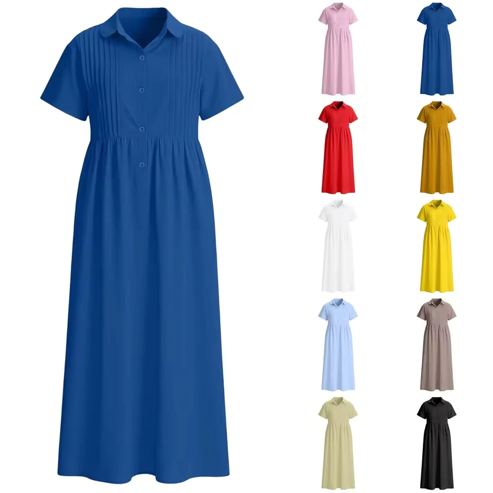 Women Casual Loose Pure Color Dress Buttoned Short Sleeved Cotton Linen Dress Summer Dresses For Women Youth Female Dress
Women Casual Loose Pure Color Dress Buttoned Short Sleeved Cotton Linen Dress Summer Dresses For Women Youth Female Dress