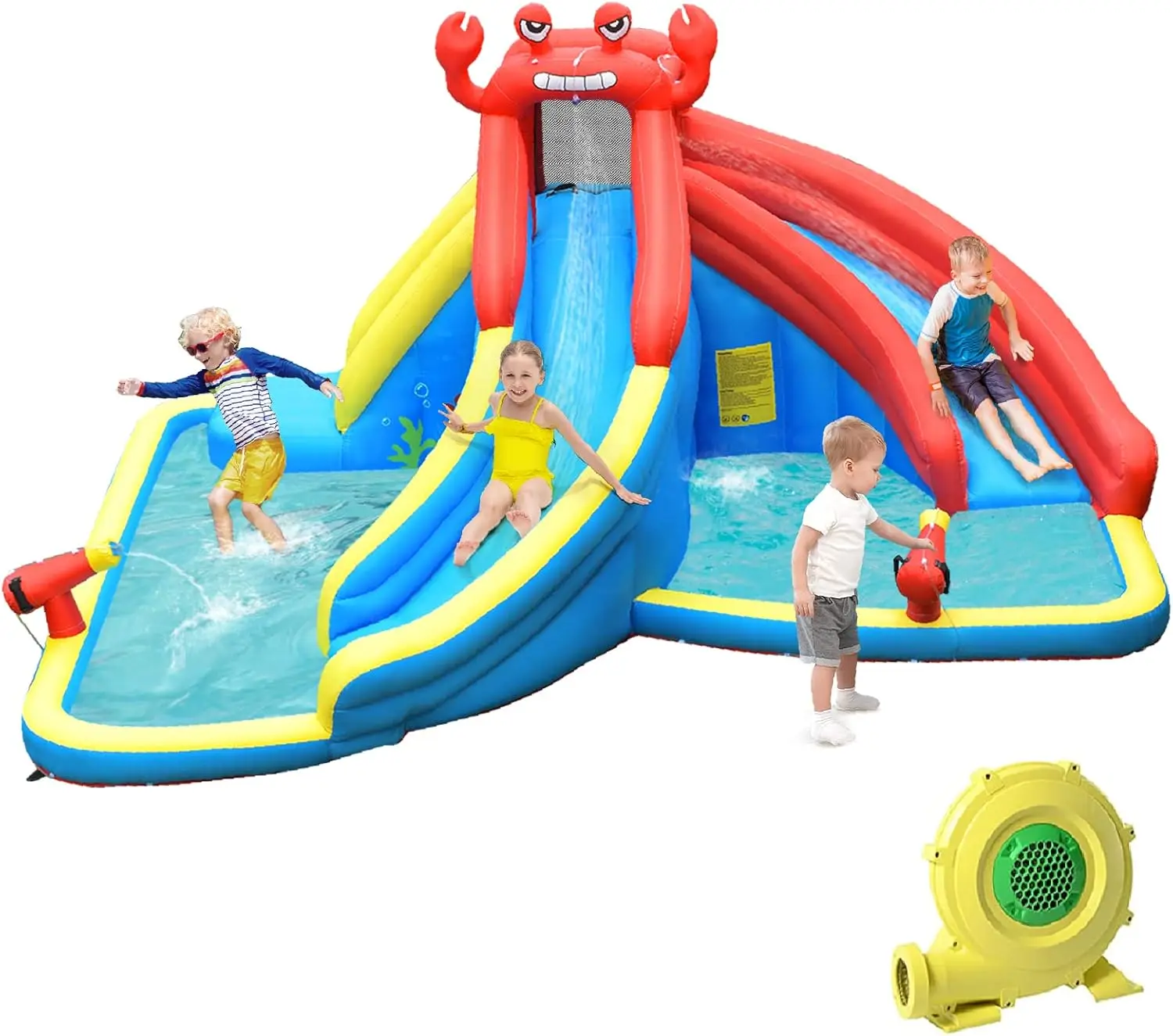 Inflatable Water Slide, Crab Theme Blow Up Water Park Bounce House for Backyard, Climbing Wall & 2 Slides, Indoor Outdoor Waters
Inflatable Water Slide, Crab Theme Blow Up Water Park Bounce House for Backyard, Climbing Wall & 2 Slides, Indoor Outdoor Waters