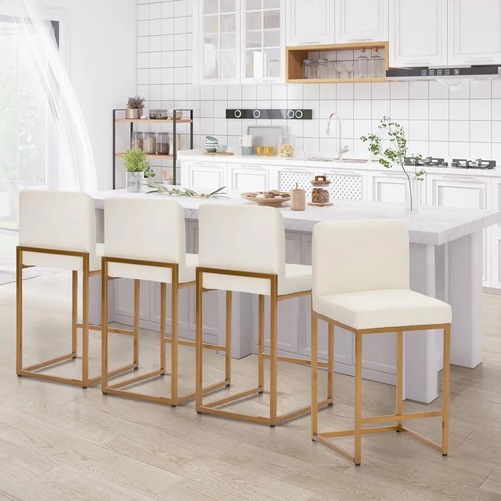 Bar Stools Set of 4, Counter Height Bar Stools for Kitchen Island, Gold Bar Stools with Back, 24 Inch
Bar Stools Set of 4, Counter Height Bar Stools for Kitchen Island, Gold Bar Stools with Back, 24 Inch