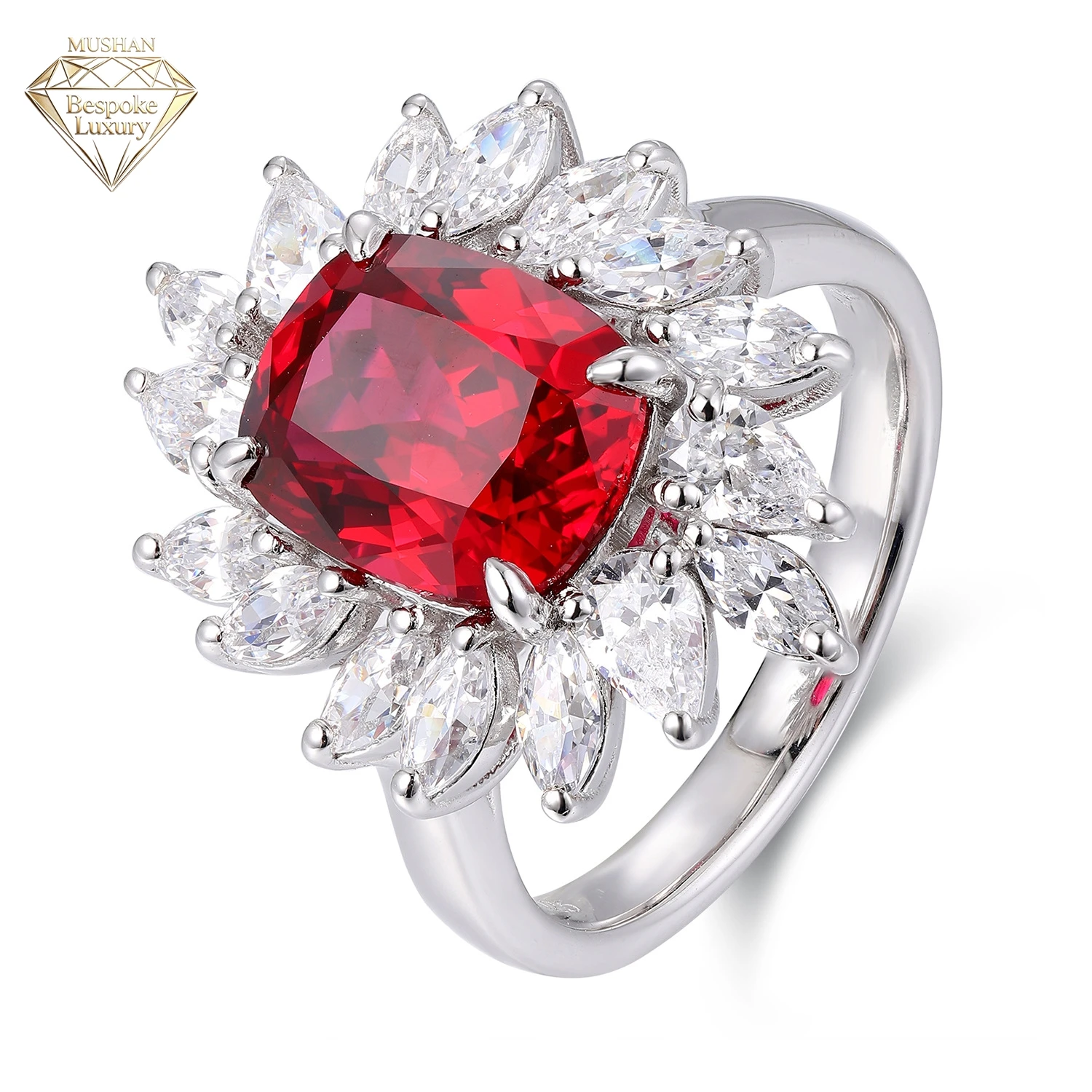 MuShan Brand Jewelry 925 Sterling Silver Ring Lab Grown Ruby Cushion Luxury Ring for Women 18K Gold Plated Anniversary Rings
MuShan Brand Jewelry 925 Sterling Silver Ring Lab Grown Ruby Cushion Luxury Ring for Women 18K Gold Plated Anniversary Rings