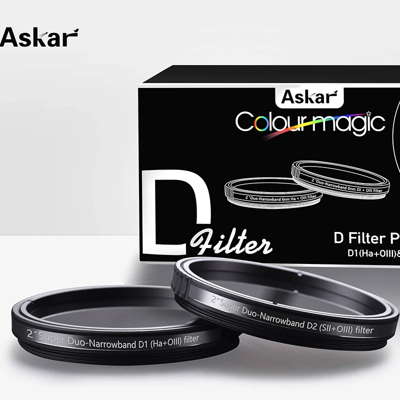Askar Colour Magic 6nm D Filter Duo Narrowband D1(Ha+OIII) D2(SII+OIII) 2inch
Askar Colour Magic 6nm D Filter Duo Narrowband D1(Ha+OIII) D2(SII+OIII) 2inch