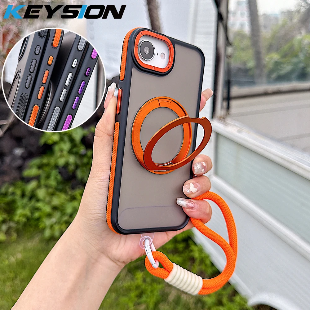 KEYSION 360° Rotating Ring Stand Magnetic Phone Case for MagSafe for iPhone 17e 16e Matte Translucent Lanyard Shockproof Cover
KEYSION 360° Rotating Ring Stand Magnetic Phone Case for MagSafe for iPhone 17e 16e Matte Translucent Lanyard Shockproof Cover