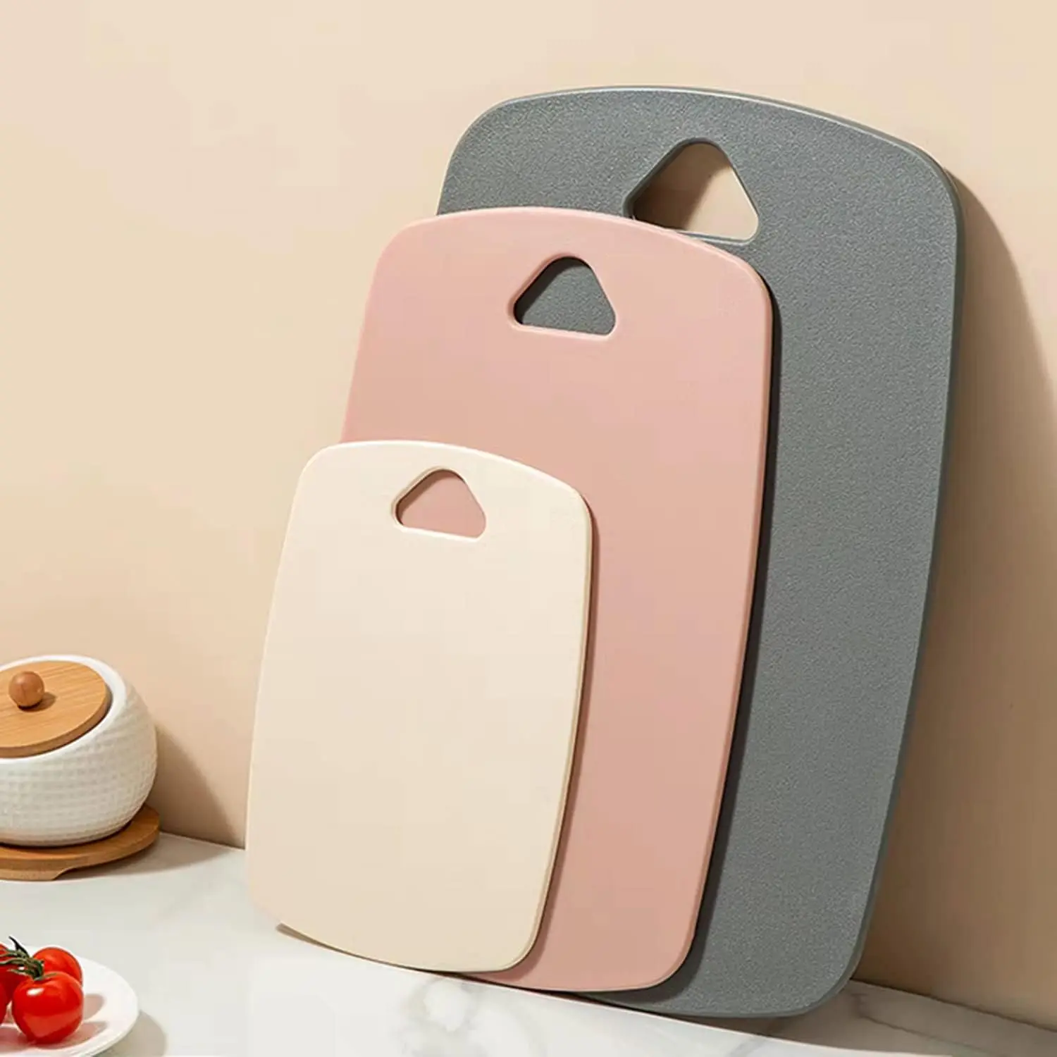 3-Piece Plastic Cutting Board Set for Kitchen, BPA-Free, Dishwasher Safe, with Easy Grip Handle (Pink)
3-Piece Plastic Cutting Board Set for Kitchen, BPA-Free, Dishwasher Safe, with Easy Grip Handle (Pink)
