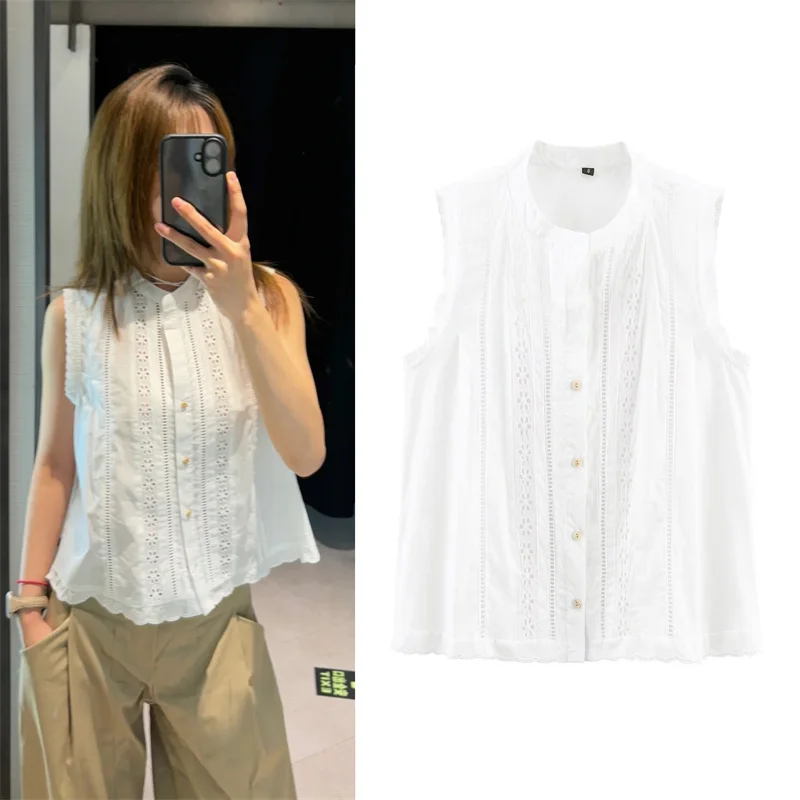 2025 Women's Summer Top New Style White Sleeveless Vertical Lace Romantic Style Top Hollow Design Casual Fashion
2025 Women's Summer Top New Style White Sleeveless Vertical Lace Romantic Style Top Hollow Design Casual Fashion