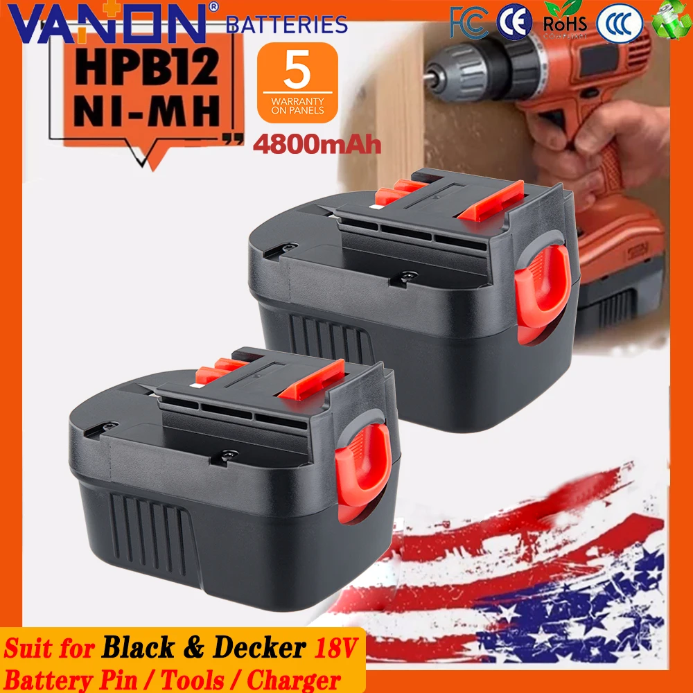 VANON 2 шт. 4,8 Ач HPB12 NI-MH замена для Black Decker 12 В аккумуляторный контакт FS120B FSB12 FS120BX, совместимый с аккумуляторными электроинструментами
VANON 2 шт. 4,8 Ач HPB12 NI-MH замена для Black Decker 12 В аккумуляторный контакт FS120B FSB12 FS120BX, совместимый с аккумуляторными электроинструментами