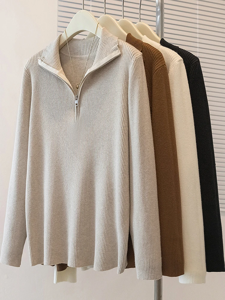 Свободный трикотаж, повседневный женский воротник на молнии, осенне-зимний топ из смеси хлопка, базовый слой
Свободный трикотаж, повседневный женский воротник на молнии, осенне-зимний топ из смеси хлопка, базовый слой