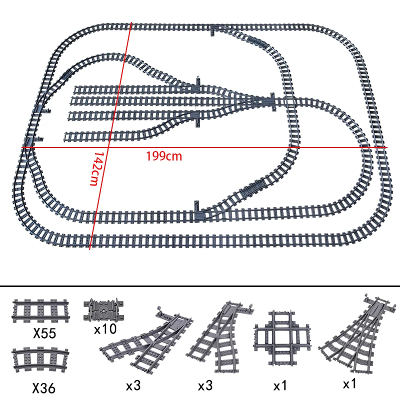 MOC Creative Expert Ideas City Train 109pcs Tracks Straight Curved Switch Crossings Rails Bricks Building Blocks DIY Toys gift
MOC Creative Expert Ideas City Train 109pcs Tracks Straight Curved Switch Crossings Rails Bricks Building Blocks DIY Toys gift