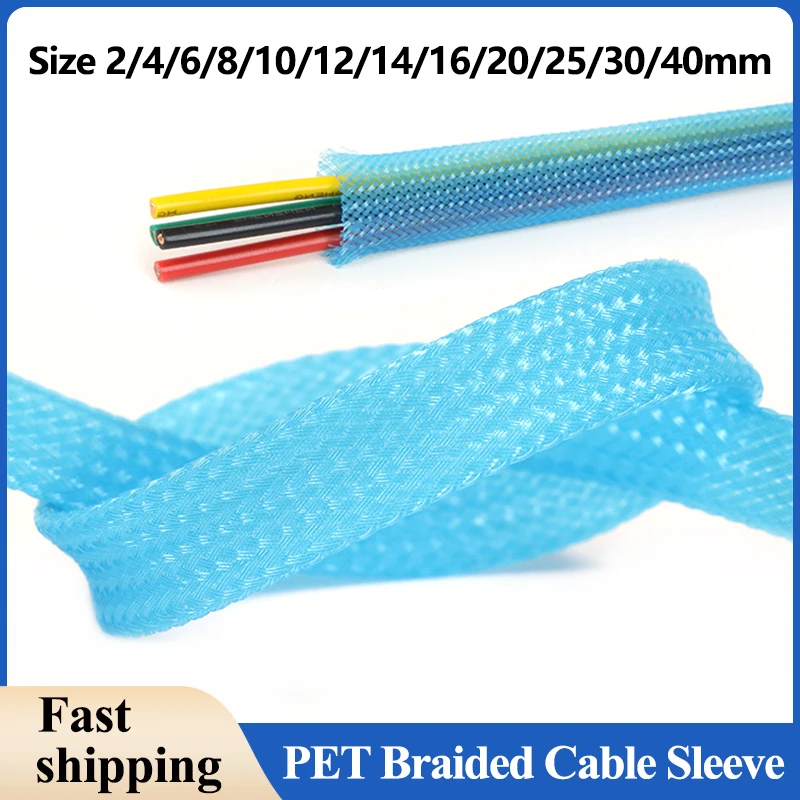 UV Blue PET Braided Cable Sleeve 2/4/6/8/10/12/14/16/20/25/30/40mm Expandable High Density Insulated Line Protection Wrap Sheath
UV Blue PET Braided Cable Sleeve 2/4/6/8/10/12/14/16/20/25/30/40mm Expandable High Density Insulated Line Protection Wrap Sheath