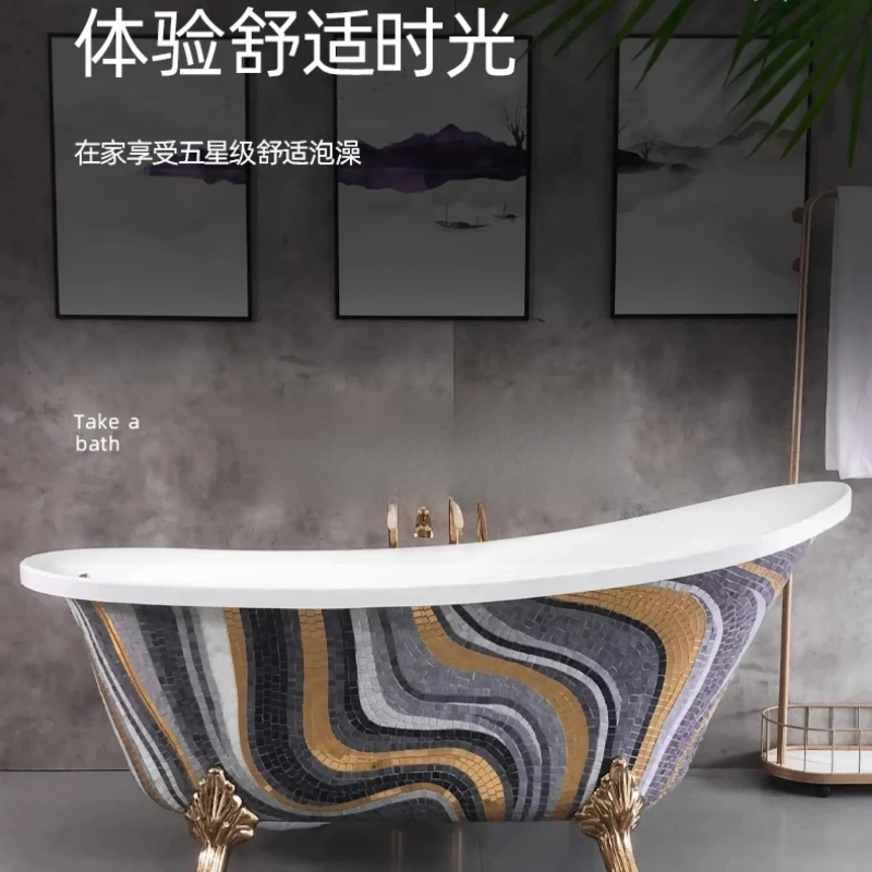 AEuropean retro pearlescent mosaic princess bathtub bath bucket full body large bathtub
AEuropean retro pearlescent mosaic princess bathtub bath bucket full body large bathtub