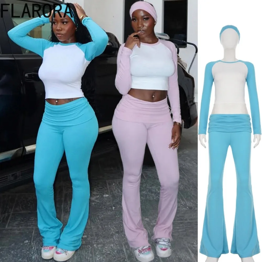 FLARORA Casual Contrast Patchwork 3 Pcs Set Woman O Neck Long Sleeve Crop Tops+High Waist Flare Pants+Hairband Street Tracksuits
FLARORA Casual Contrast Patchwork 3 Pcs Set Woman O Neck Long Sleeve Crop Tops+High Waist Flare Pants+Hairband Street Tracksuits
