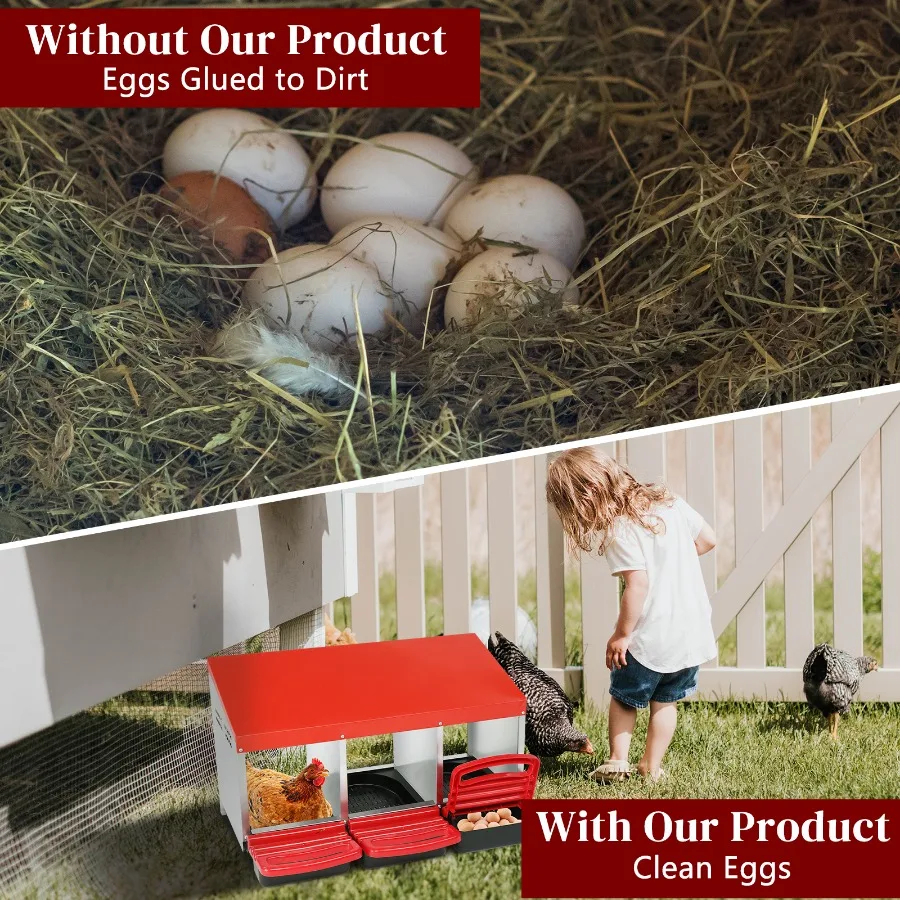 3 Compartment Roll Out Chicken Nesting Box with Plastic Basket, Egg Nest Box Chicken Laying Box Hens Chicken Coop Box, Red
3 Compartment Roll Out Chicken Nesting Box with Plastic Basket, Egg Nest Box Chicken Laying Box Hens Chicken Coop Box, Red