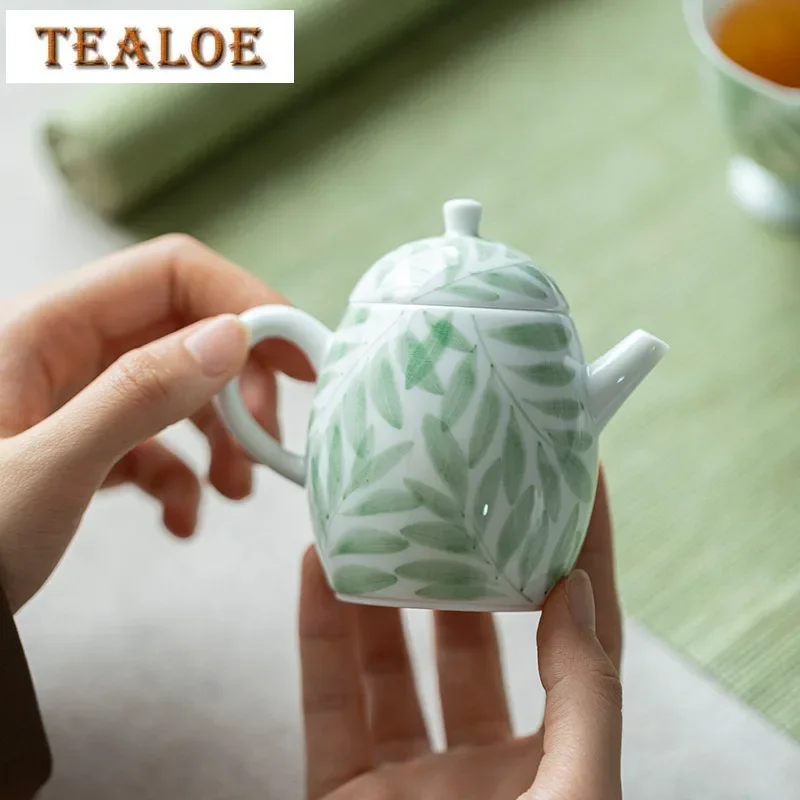 145ml Handmade White Porcelain Teapot Boutique Hand-painted Willow Leaf Pot Tea Making Kettle With Strainer Cha Accessories Gift
145ml Handmade White Porcelain Teapot Boutique Hand-painted Willow Leaf Pot Tea Making Kettle With Strainer Cha Accessories Gift