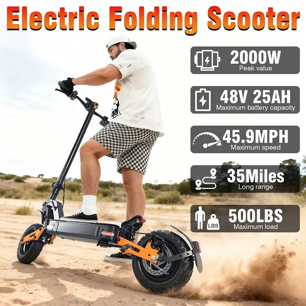 Adult off-road electric scooter 11-inch all-terrain tires 48V lithium battery 35 miles range, foldable, waterproof, portable
Adult off-road electric scooter 11-inch all-terrain tires 48V lithium battery 35 miles range, foldable, waterproof, portable