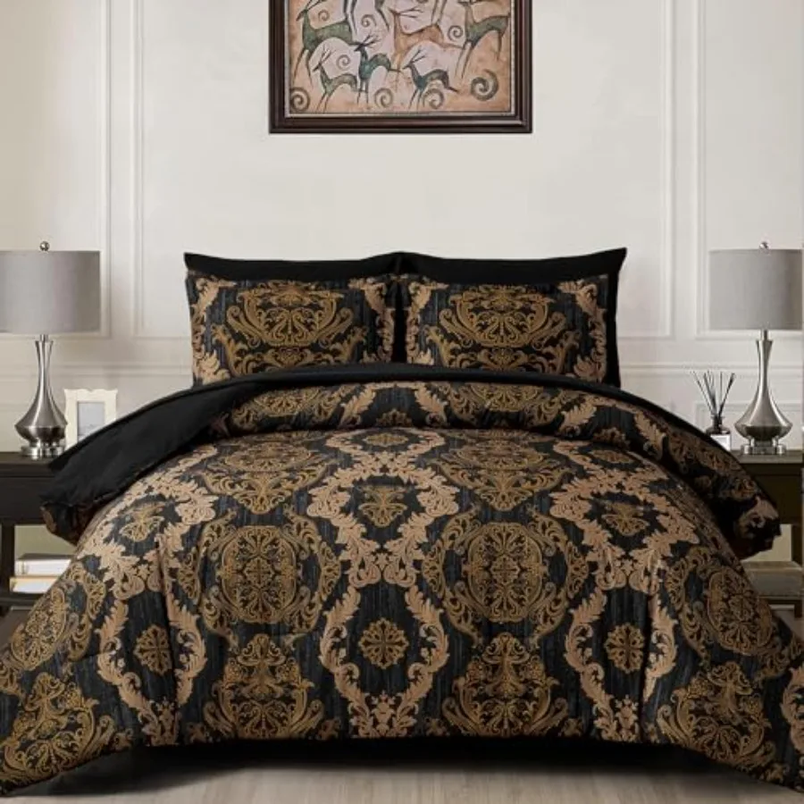 Comforter Set Size Damask Texture 7 Pieces Bed in a Bag Microfiber Comforter Bedding Sets -1 Comforter 1 Flat Sheet 1 Fitted Sh
Comforter Set Size Damask Texture 7 Pieces Bed in a Bag Microfiber Comforter Bedding Sets -1 Comforter 1 Flat Sheet 1 Fitted Sh
