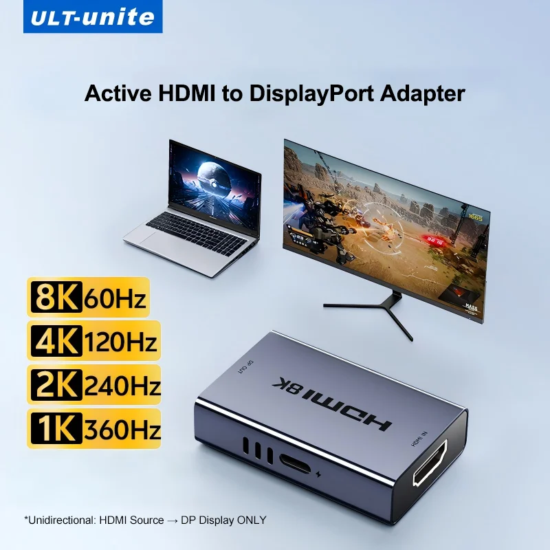 Active HDMI to DP Adapter, 8K 60Hz 4K 144Hz 1080P 360Hz, USB-C Powered, G-Sync VRR, for PS5 Xbox PC Monitor HDMI to DP Converter
Active HDMI to DP Adapter, 8K 60Hz 4K 144Hz 1080P 360Hz, USB-C Powered, G-Sync VRR, for PS5 Xbox PC Monitor HDMI to DP Converter