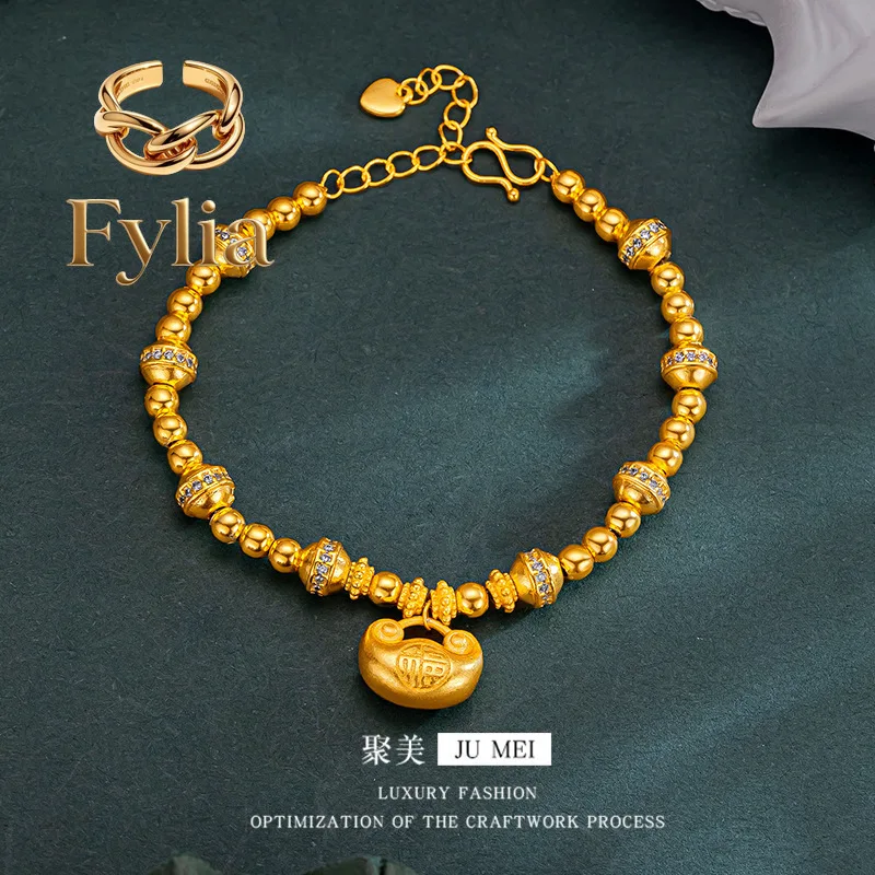 Fylia Jewelry New Chinese style 24K real Ruyi lock bracelet Fuzi Jintuo 9999 diamond inlaid bracelet versatile and h
Fylia Jewelry New Chinese style 24K real Ruyi lock bracelet Fuzi Jintuo 9999 diamond inlaid bracelet versatile and h