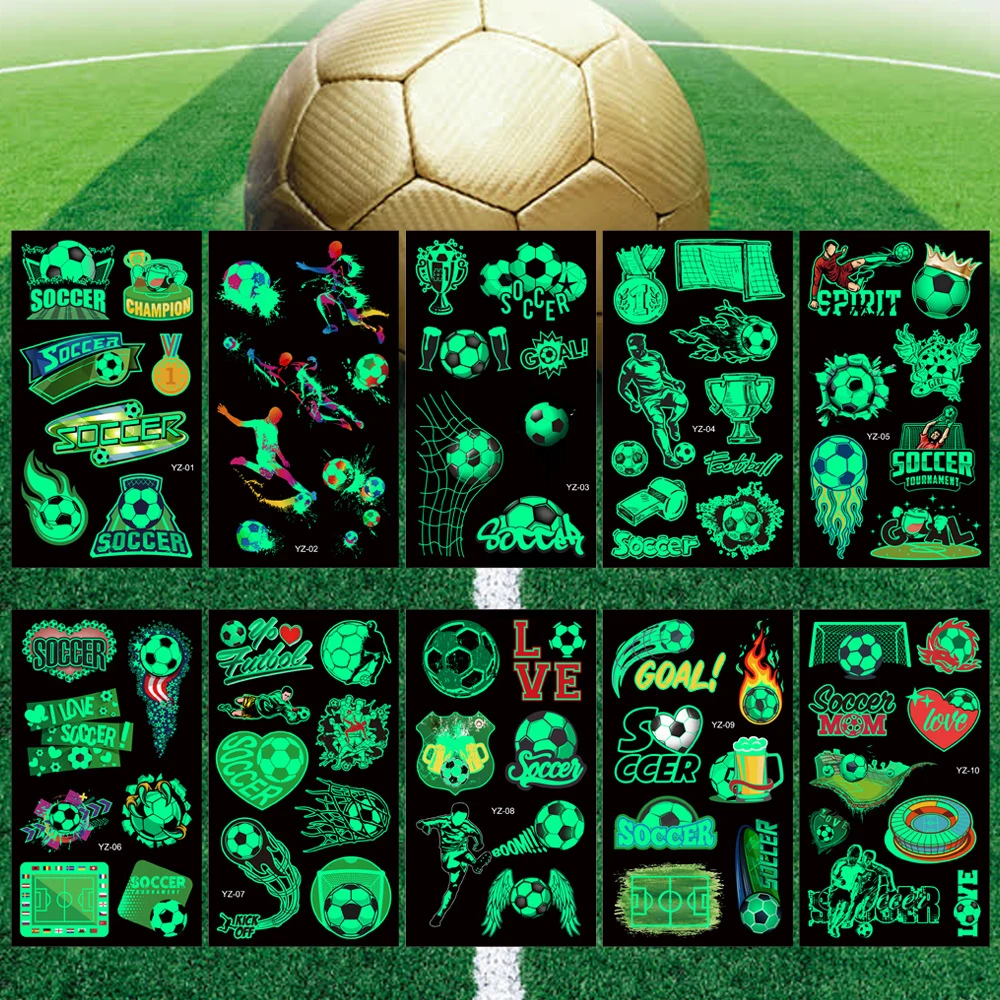 10 Pcs/Set Cartoon Soccer Football Basketball Luminous Tattoo Sticker Face Arm Body Temporary Waterproof Tattoo for Kids
10 Pcs/Set Cartoon Soccer Football Basketball Luminous Tattoo Sticker Face Arm Body Temporary Waterproof Tattoo for Kids