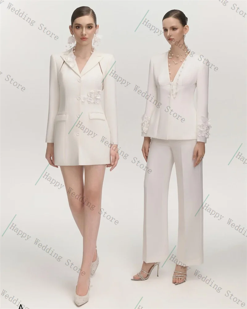 White Women Suit Pants Set 2 Piece Blazer+Trousers Cotton Flower Sexy V Neck Formal Office Lady Customized Wedding Tuxedos Coat
White Women Suit Pants Set 2 Piece Blazer+Trousers Cotton Flower Sexy V Neck Formal Office Lady Customized Wedding Tuxedos Coat