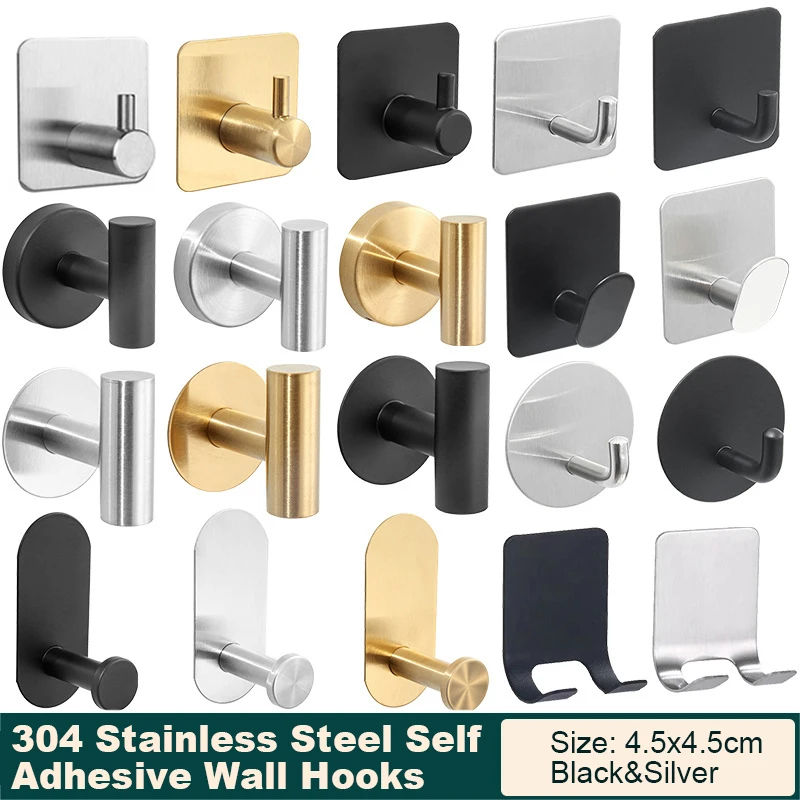 Stainless Steel Hook Towel Hooks Self Adhesive Wall Coat Racks Rustproof Hook Hangers Kitchen Bathroom Accessories
Stainless Steel Hook Towel Hooks Self Adhesive Wall Coat Racks Rustproof Hook Hangers Kitchen Bathroom Accessories