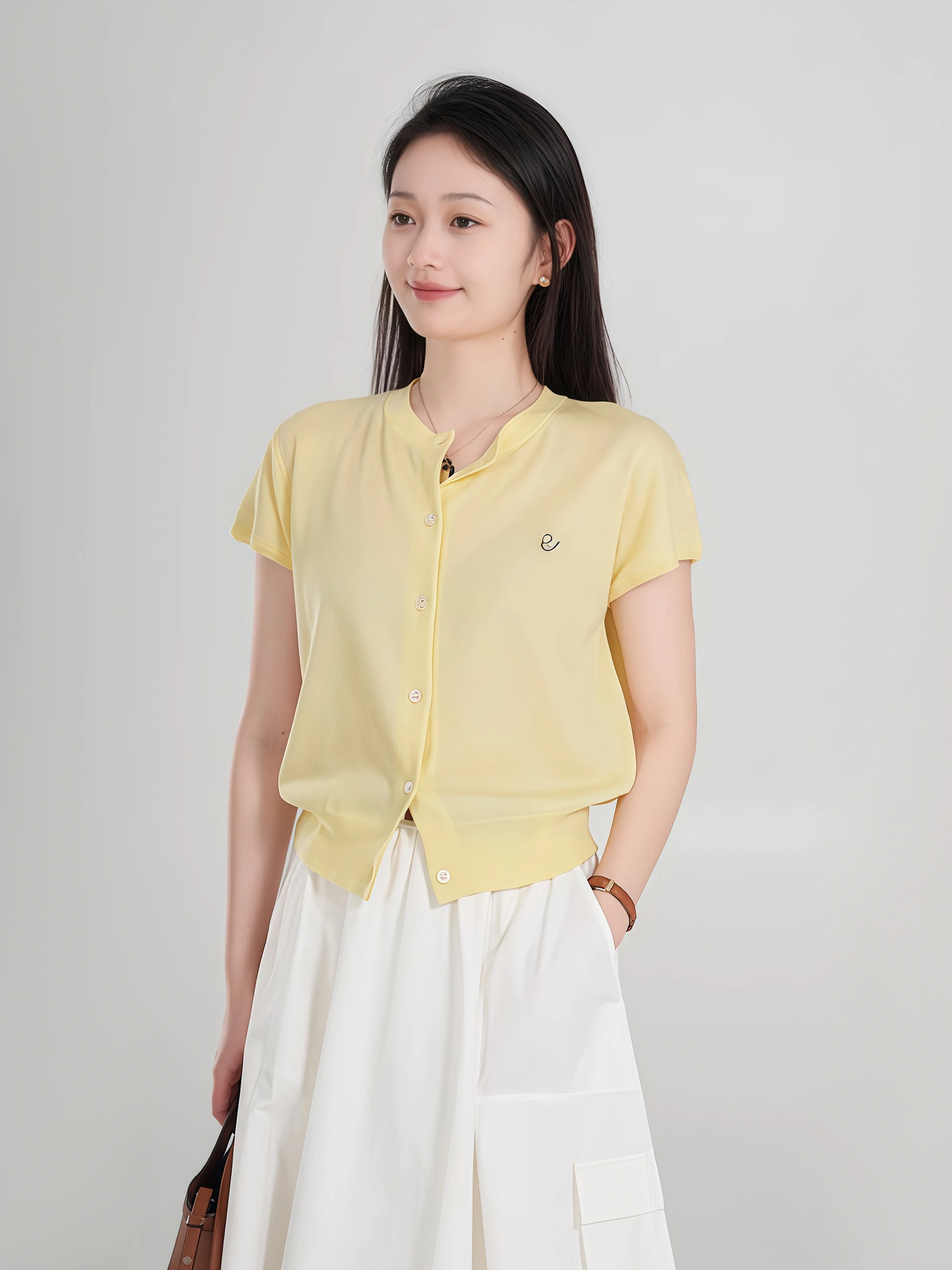 Spring Dopane Goose Yellow ort Sve Knitted Women's Thin Embroidered Open Cardigan Top Soft Polyester Blend Comfortable
Spring Dopane Goose Yellow ort Sve Knitted Women's Thin Embroidered Open Cardigan Top Soft Polyester Blend Comfortable