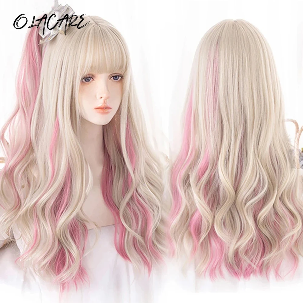Synthetic Long Curly Wavy Pink Blonde Wig with Bangs Women Lolita Cosplay Fluffy Natural Heat Resistant Hair Wig for Daily Party
Synthetic Long Curly Wavy Pink Blonde Wig with Bangs Women Lolita Cosplay Fluffy Natural Heat Resistant Hair Wig for Daily Party