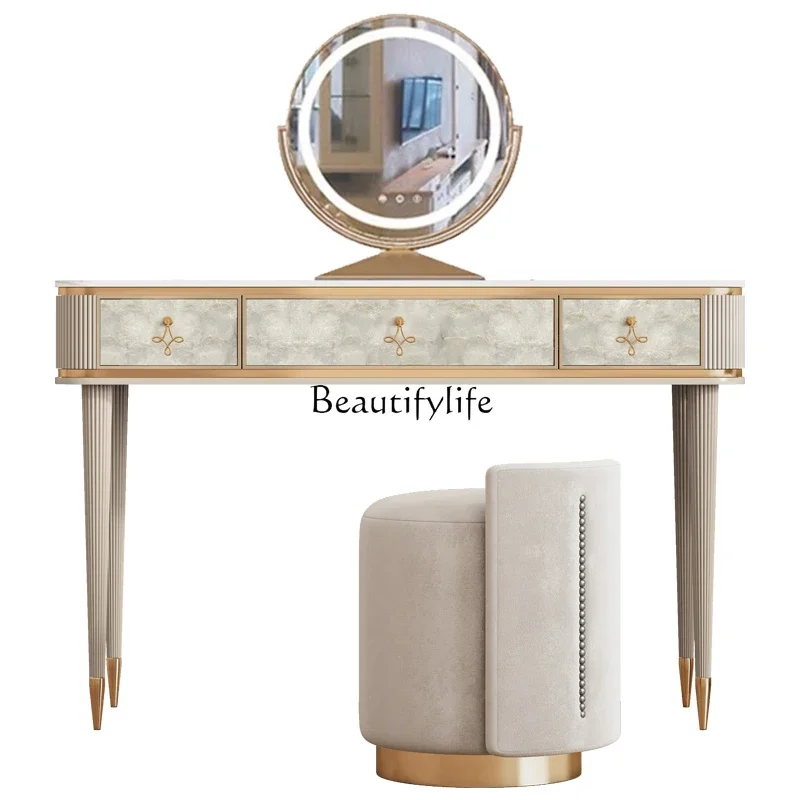 FG11American light luxury dresser modern minimalist high-end solid wood rock slab with mirror makeup table
FG11American light luxury dresser modern minimalist high-end solid wood rock slab with mirror makeup table