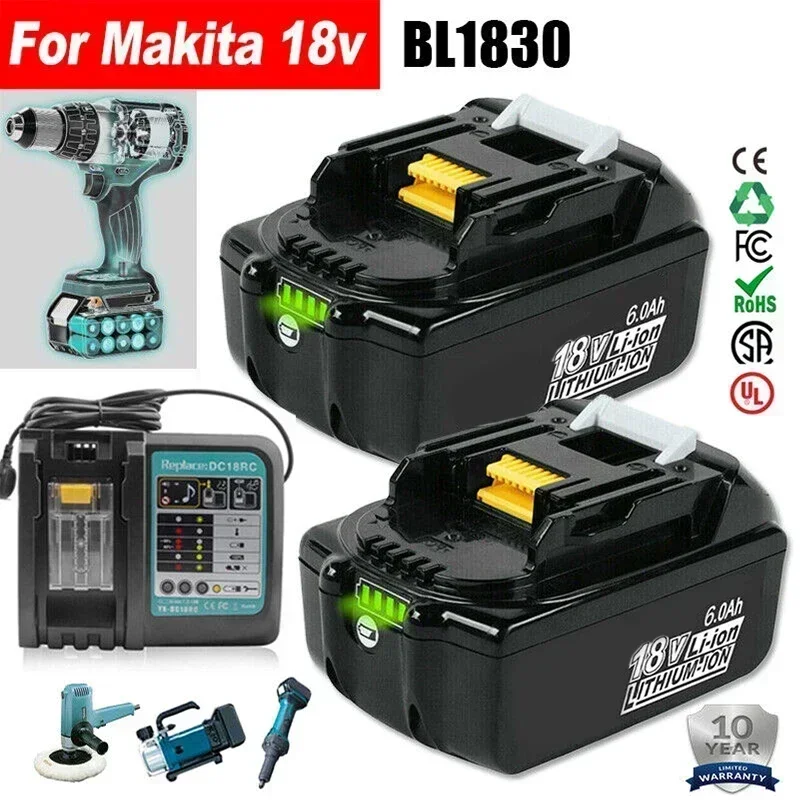 SU For Makita 18V 6.0Ah BL1860 LXT Lithium ion Battery + Charger BL1830 BL1850 BL1840 BL1840B BL1830 BL1830B BL1815B Battery
SU For Makita 18V 6.0Ah BL1860 LXT Lithium ion Battery + Charger BL1830 BL1850 BL1840 BL1840B BL1830 BL1830B BL1815B Battery