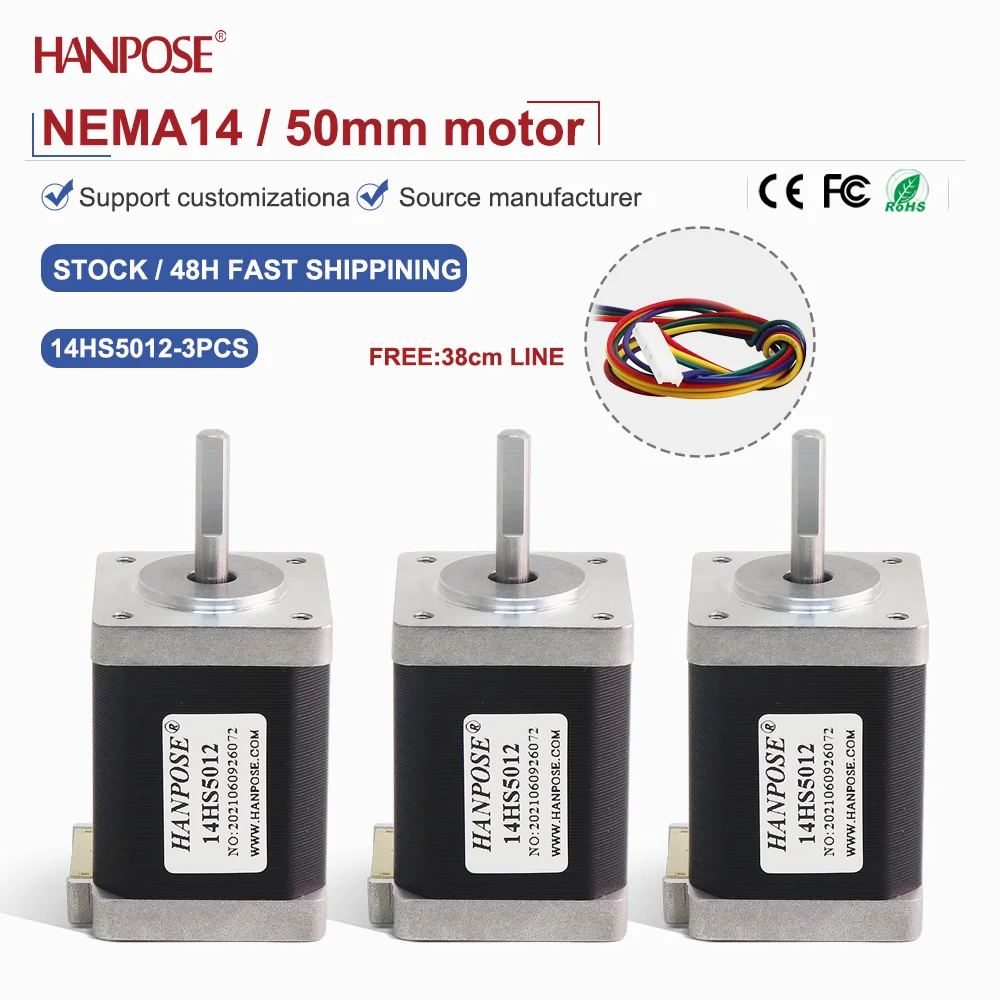 NEMA14 3PCS 14HS5012 Miniature Stepper Motor 0.3N. m 0.8A 3D Printing Accessories Motor Manufacturer Direct Sales in Stock
NEMA14 3PCS 14HS5012 Miniature Stepper Motor 0.3N. m 0.8A 3D Printing Accessories Motor Manufacturer Direct Sales in Stock