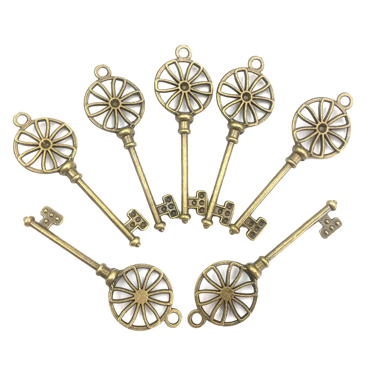 50PCS Bronze Tone Hollow Flower Wheel Key Charms Pendants 62x21mm DIY Necklace Jewelry Crafts Supplies Handmade Material Package
50PCS Bronze Tone Hollow Flower Wheel Key Charms Pendants 62x21mm DIY Necklace Jewelry Crafts Supplies Handmade Material Package