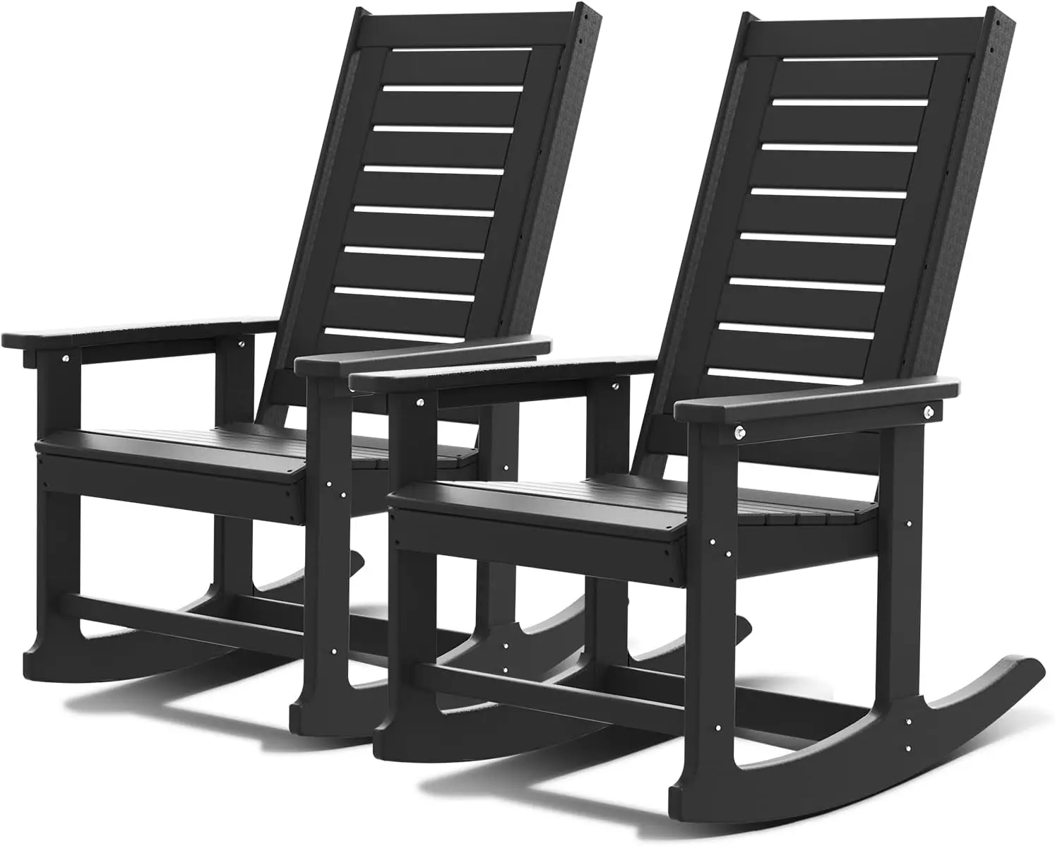 Outdoor Rocking Chairs Set of 2 | Porch Rocker HDPE Plastic | Black | Oversized Rockers
Outdoor Rocking Chairs Set of 2 | Porch Rocker HDPE Plastic | Black | Oversized Rockers