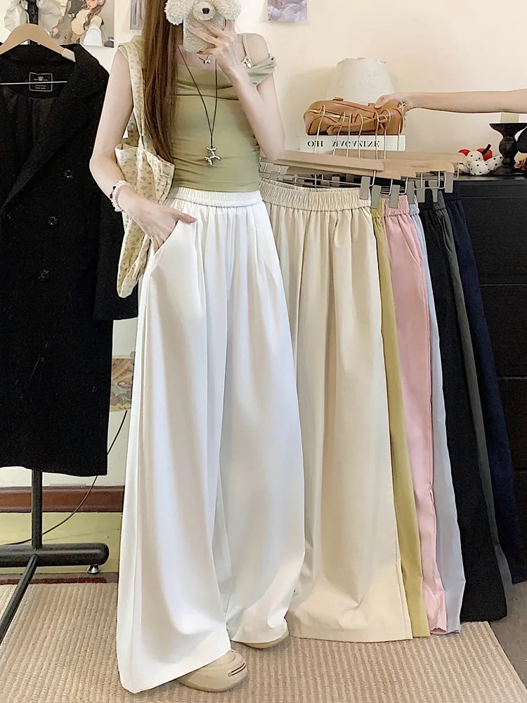 Kumikumi Slimming Color Elastic Waist Loose Wide Leg Casual Pants Women Summer New Style Floor Length Loose Fit Trousers
Kumikumi Slimming Color Elastic Waist Loose Wide Leg Casual Pants Women Summer New Style Floor Length Loose Fit Trousers