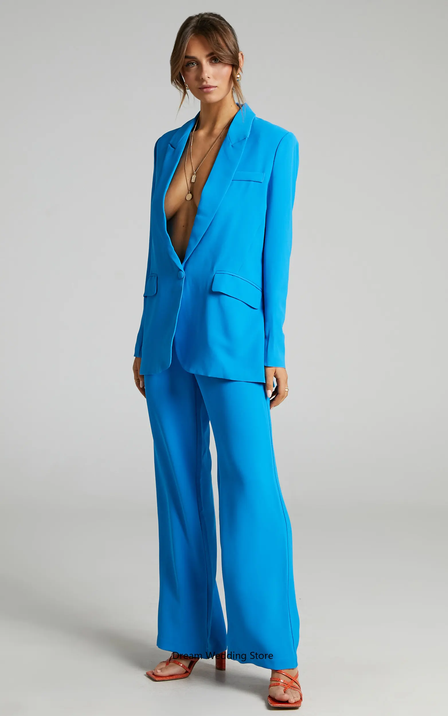 Deep V Neck Sexy Women's Office Suit 2 Piece Set (Blazer + Wide Leg Pants) One Button Tip Lapel Casual Prom Evening Dress Custom
Deep V Neck Sexy Women's Office Suit 2 Piece Set (Blazer + Wide Leg Pants) One Button Tip Lapel Casual Prom Evening Dress Custom