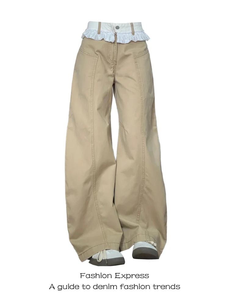 Женские летние джинсы с широкими штанинами и кружевной отделкой, прямые, свободные, утягивающие, цвета хаки, с высокой талией, повседневные, без стрейча
Женские летние джинсы с широкими штанинами и кружевной отделкой, прямые, свободные, утягивающие, цвета хаки, с высокой талией, повседневные, без стрейча