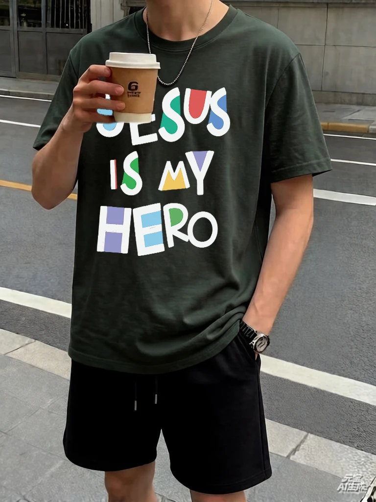 Jesus Is My Hero Pattern All-Match Fashion Tops For Man'S Sets Breathable Beach Summer Pants Cotton Daily O-Neck T-Shirt Unisex
Jesus Is My Hero Pattern All-Match Fashion Tops For Man'S Sets Breathable Beach Summer Pants Cotton Daily O-Neck T-Shirt Unisex