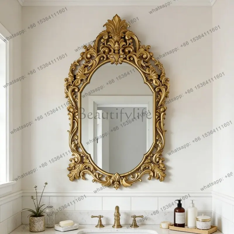 European retro oval carved wall hanging cosmetic mirror bathroom decorative mirror
European retro oval carved wall hanging cosmetic mirror bathroom decorative mirror