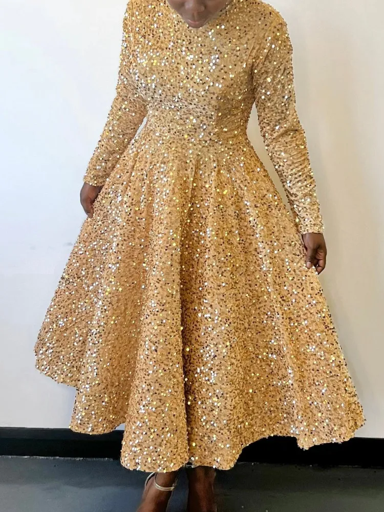 Party African Dresses For Women Shiny Sequin Gowns Dashiki Long Sleeve High Waist Elegant Dress Birthday Robe Femme Africaine
Party African Dresses For Women Shiny Sequin Gowns Dashiki Long Sleeve High Waist Elegant Dress Birthday Robe Femme Africaine