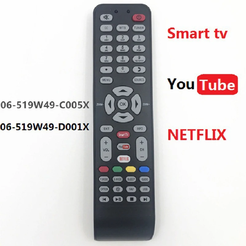 Remoto Control Replacement for TCL RC199E06-519W49-C005X (06 519W49 C005X) para TCL/HYUNDAI/EKT/HKPro/VISIVO/KALLEY Smart Tv
Remoto Control Replacement for TCL RC199E06-519W49-C005X (06 519W49 C005X) para TCL/HYUNDAI/EKT/HKPro/VISIVO/KALLEY Smart Tv