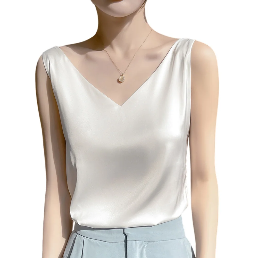 Womens Satin Vest Solid Color V-neck Polyester Casual Wear Summer Vacation Beach Yoga Cycling Regular Length Stretch
Womens Satin Vest Solid Color V-neck Polyester Casual Wear Summer Vacation Beach Yoga Cycling Regular Length Stretch