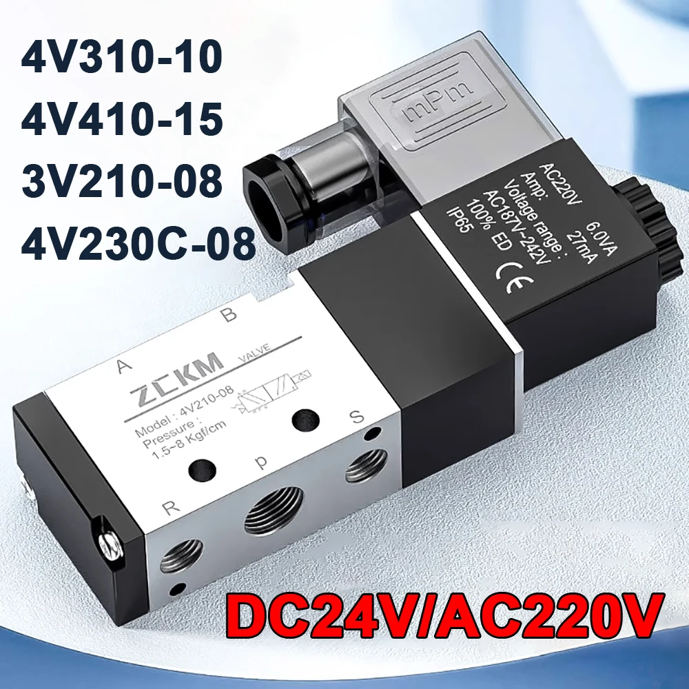 Pneumatic Electric Solenoid Valve 5 Way 2 Position Control Air Gas Magnetic 3V210-08 3V230C-08 4V310-10 4V410-15 DC24V AC220V
Pneumatic Electric Solenoid Valve 5 Way 2 Position Control Air Gas Magnetic 3V210-08 3V230C-08 4V310-10 4V410-15 DC24V AC220V