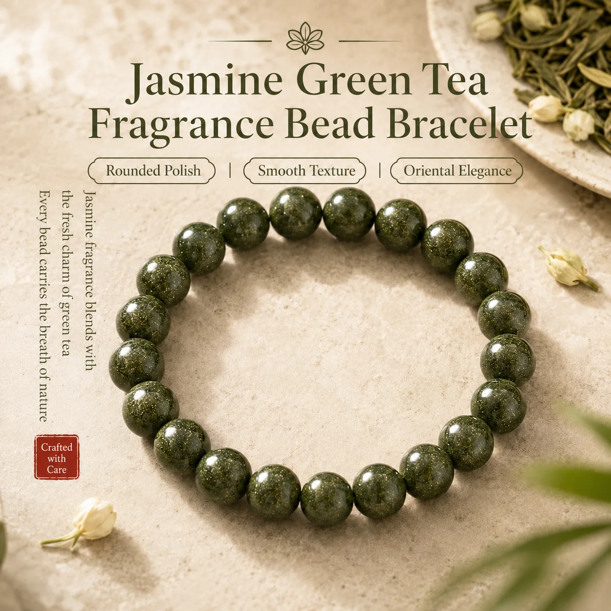 Jasmine Green Tea Scented Bead Bracelet Handmade Chinese Style Aromatherapy Round Beads Wristband Gift for Men Women
Jasmine Green Tea Scented Bead Bracelet Handmade Chinese Style Aromatherapy Round Beads Wristband Gift for Men Women
