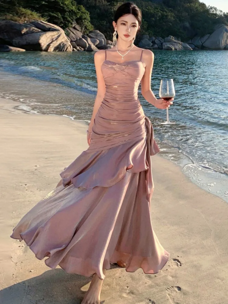 2025 Summer Elegant Ruffle Women Dresses Sexy Slim Spaghetti Strap Evening Birthday Party Dress Wedding Prom Vestidos Long Robe
2025 Summer Elegant Ruffle Women Dresses Sexy Slim Spaghetti Strap Evening Birthday Party Dress Wedding Prom Vestidos Long Robe