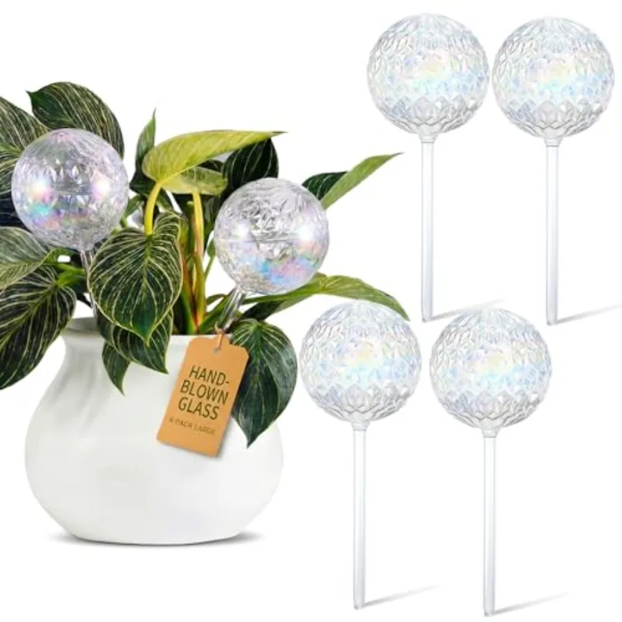 Thenshop 6 Pack 17 oz 2 Weeks Plant Watering Globes Large Self Watering Devices Iridescent Glass Bulbs with Complete Accessorie
Thenshop 6 Pack 17 oz 2 Weeks Plant Watering Globes Large Self Watering Devices Iridescent Glass Bulbs with Complete Accessorie