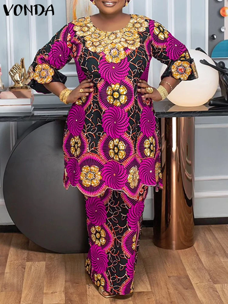 Plus Size VONDA Women Bohemian Dress Sets Round Neck Vintage Ethnic Style Floral Printed Long Blouse And Elastic Waist Skirts
Plus Size VONDA Women Bohemian Dress Sets Round Neck Vintage Ethnic Style Floral Printed Long Blouse And Elastic Waist Skirts