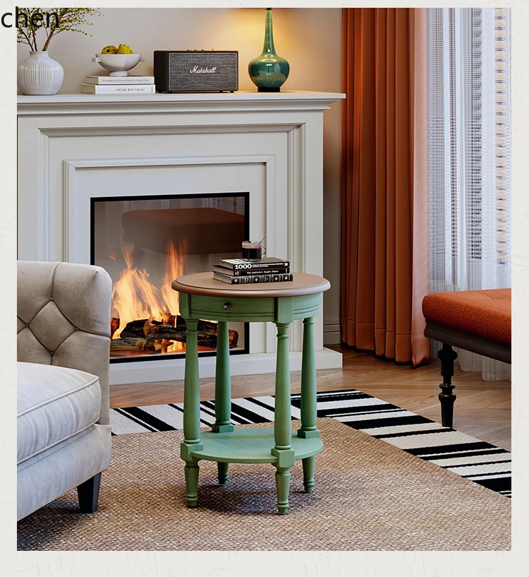 HXL sofa side table living room round solid wood retro small coffee table bedside small round table
HXL sofa side table living room round solid wood retro small coffee table bedside small round table