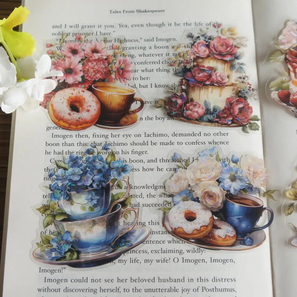 10 Pcs Laser Diamond Pattern Cake Afternoon Tea Cup Made of Flowers Style PVC Sticker Scrapbooking DIY Gift Decoration Tag
10 Pcs Laser Diamond Pattern Cake Afternoon Tea Cup Made of Flowers Style PVC Sticker Scrapbooking DIY Gift Decoration Tag