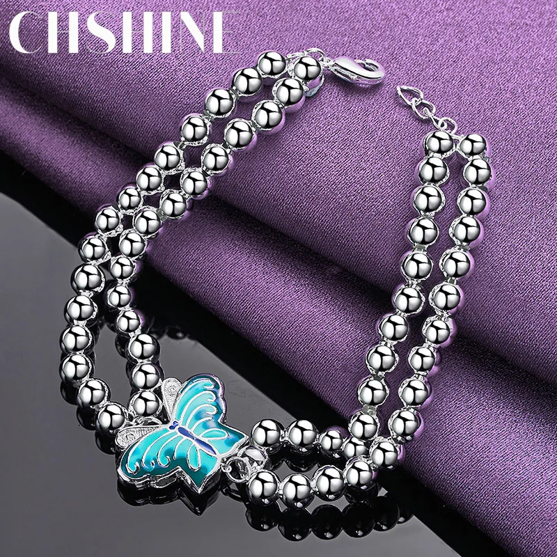 CHSHINE 925 Sterling Silver Butterfly Double Beaded Chain Bracelet For Women Wedding Party Fashion Charm Jewelry Wholesale
CHSHINE 925 Sterling Silver Butterfly Double Beaded Chain Bracelet For Women Wedding Party Fashion Charm Jewelry Wholesale