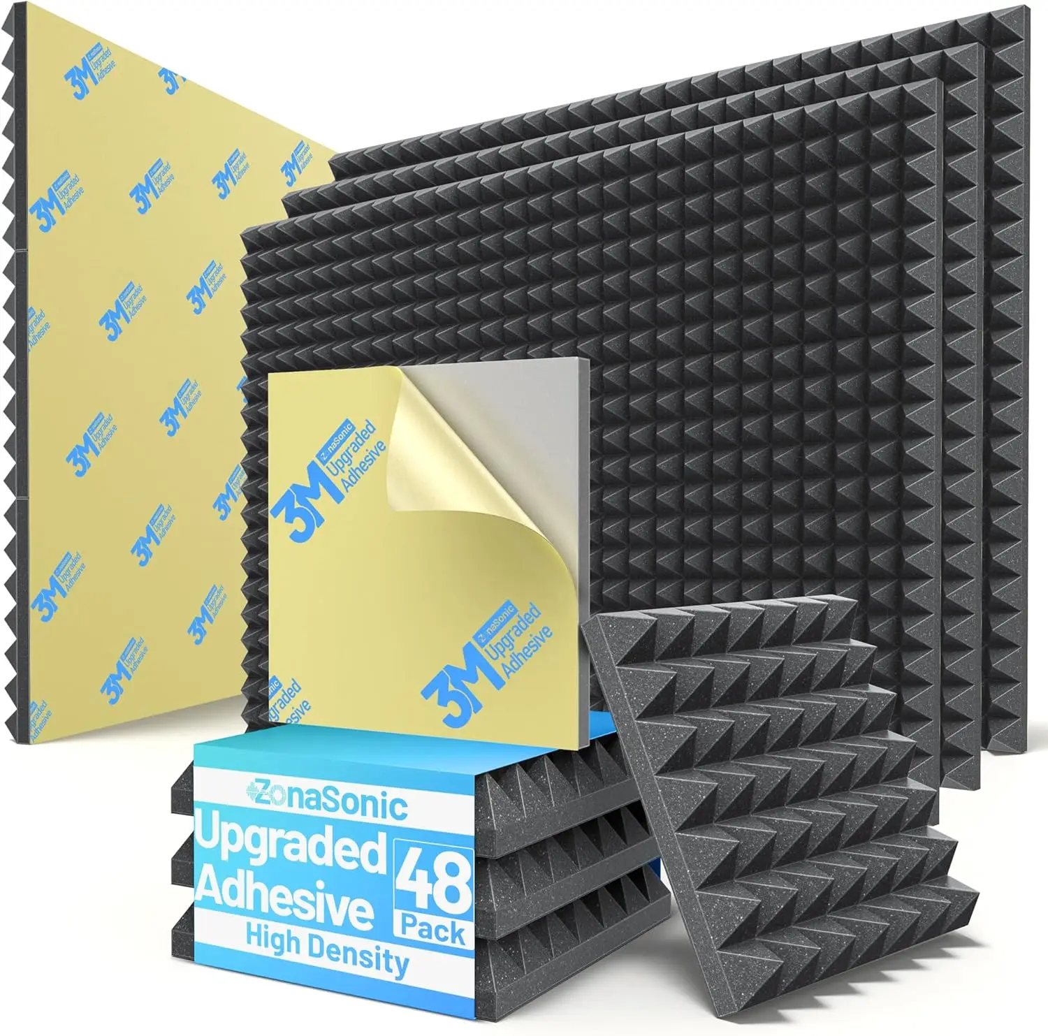 48 Pack Black Acoustic Foam Panels, Self-Adhesive Soundproofing for Walls, High Density Studio Decor
48 Pack Black Acoustic Foam Panels, Self-Adhesive Soundproofing for Walls, High Density Studio Decor